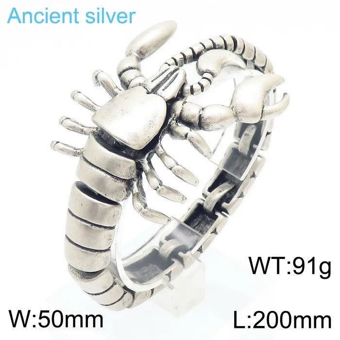 Kalen Trendy Bold Casting Creative Scorpion Bracelet Domineering Animal Stainless Steel Hand Jewelry Factory Wholesale