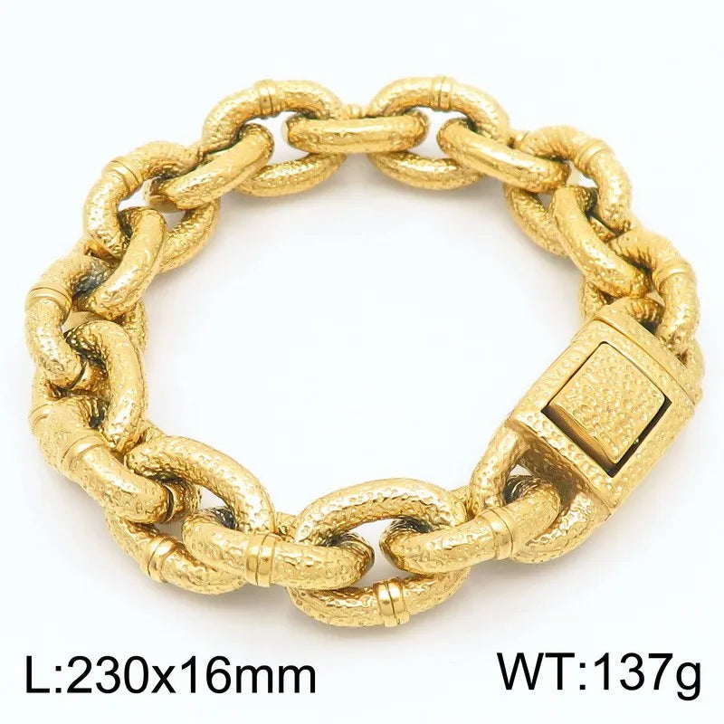 REBEL Retro Fashion Bracelets Men Stainless Steel Twisted Nail Links Bangles