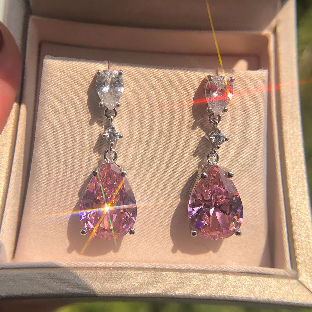 MUSHAN Jewelry Factory Dynamic Earrings Long 6 Carat Water Drop 10*14 European and American Luxury Earrings and Stud Earrings