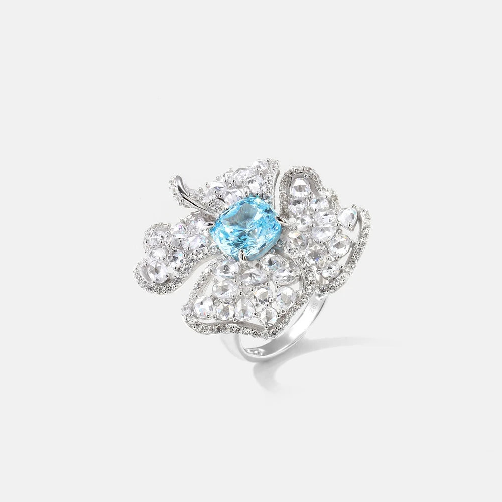 MuShan Jewelry Factory S925 Sterling Silver Rose Cut Petal Ring Light Luxury and High End European and American Bestseller