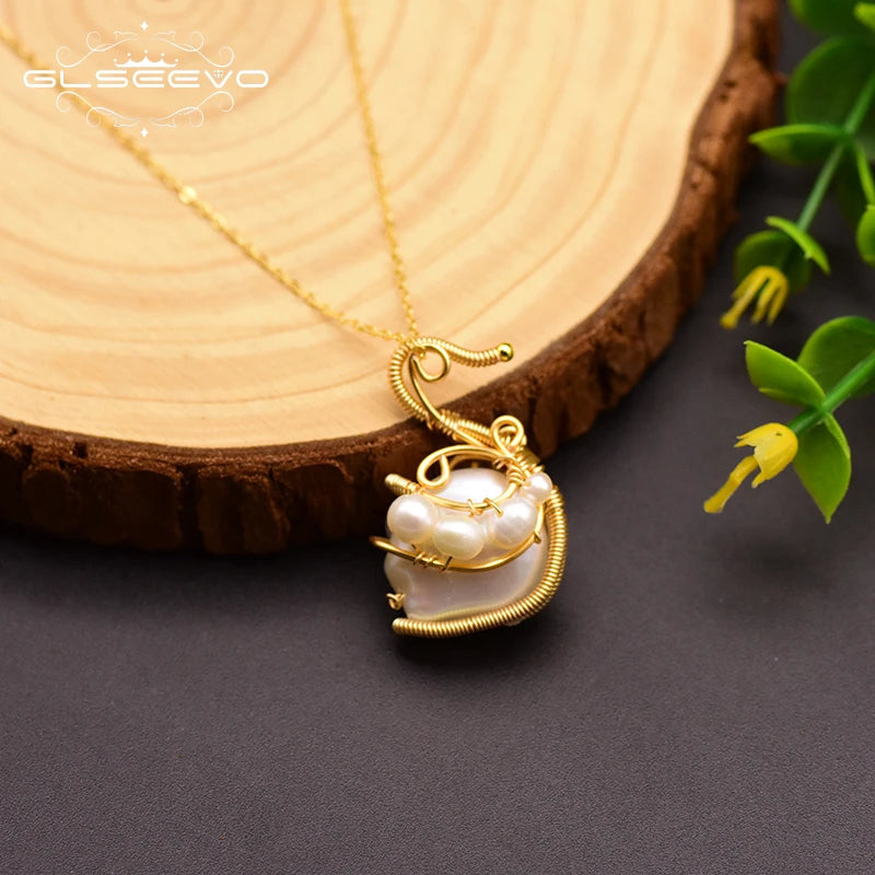 925 Sterling Silver Choker Necklace Natural Freshwater Pearl Flower Pendant Necklace for Women Fashion Jewelry
