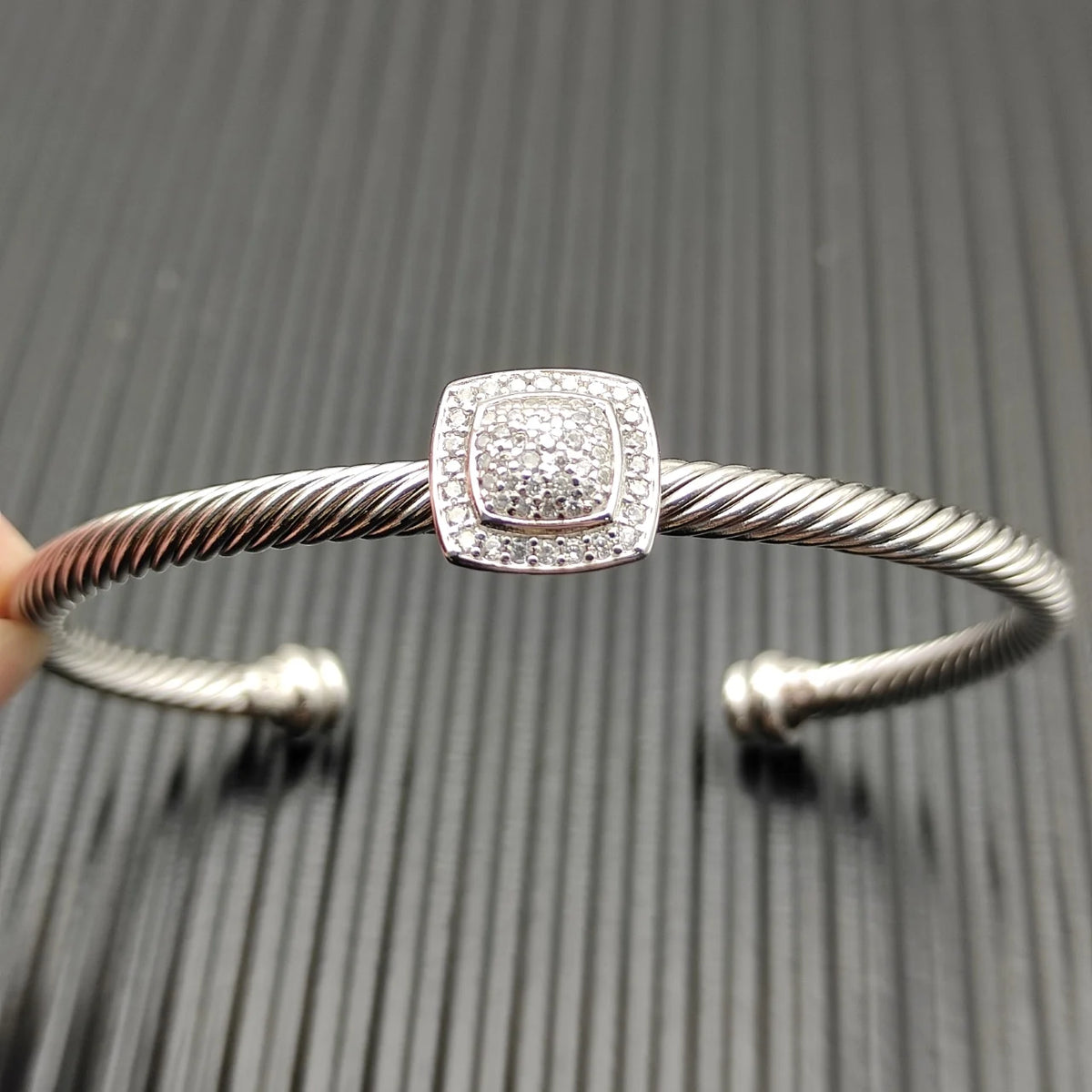 FASHIONISTA DY High-Quality Gold-Plated Diamond-Set Bangle, Unisex Silver-Plated Diamond-Set Bangle, Jewelry