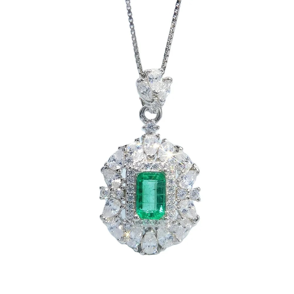 Gioiellieri Natural Green Emerald Pendant for Women with 925 Sterling Silver May Birthstone Fine Jewelry Wedding Engagement Anniversary Gift
