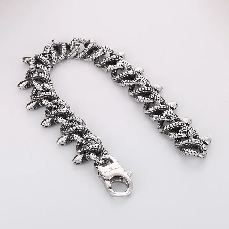 REBEL 210mm Men Punk Stainless Steel Vivid Tangled Snakes Links Bracelet