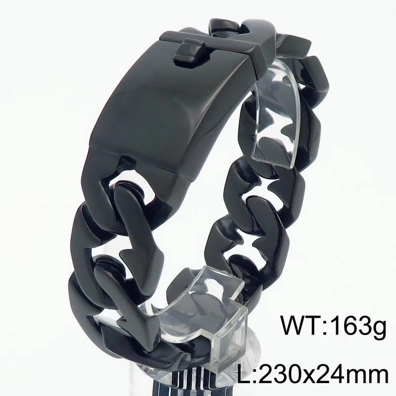 REBEL Trendy Fine Jewelry Fashion Bracelets Men Stainless Steel Polished New Cuban Links Bracelet Bangle