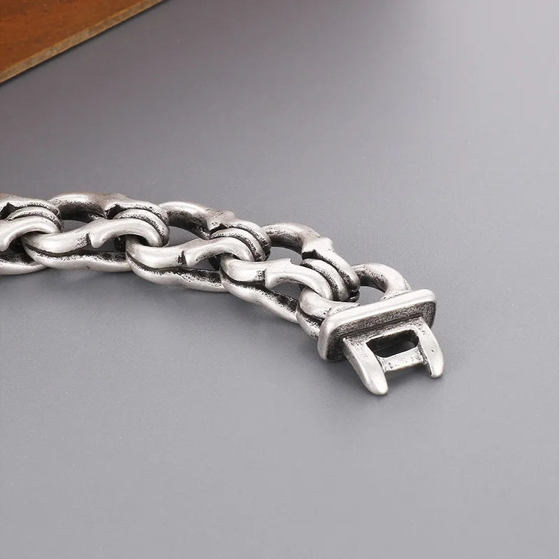 KALEN 225mm Casual Matte Surface Stainless Steel Cuff Shape Links Bracelet for Man