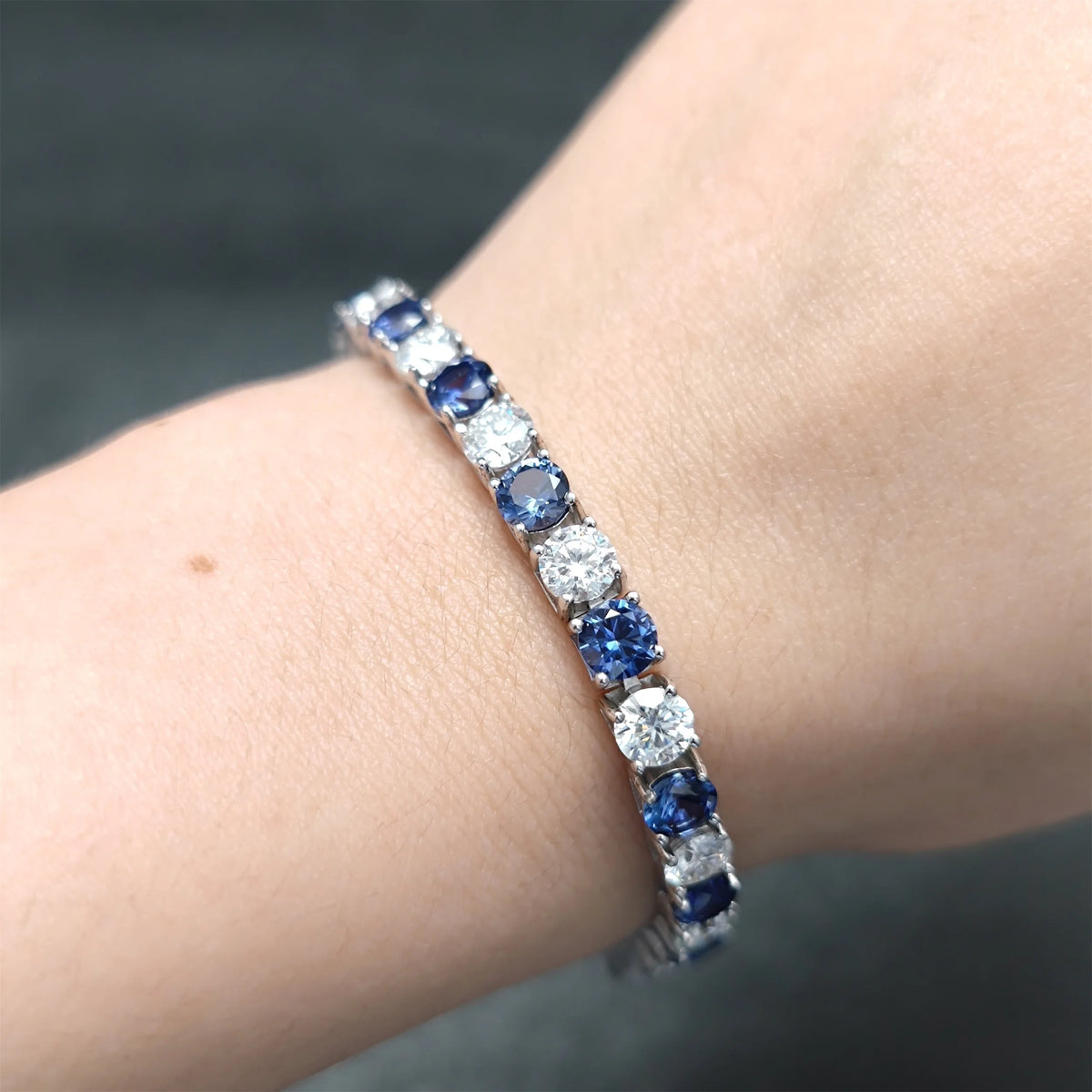 ArtistA Abiding Customization 3mm 4mm 5mm 6.5IN 7IN 7.5IN 925 Silver Bracelets Lab Grown Sapphire & Moissanite Diamond Tennis Bracelet