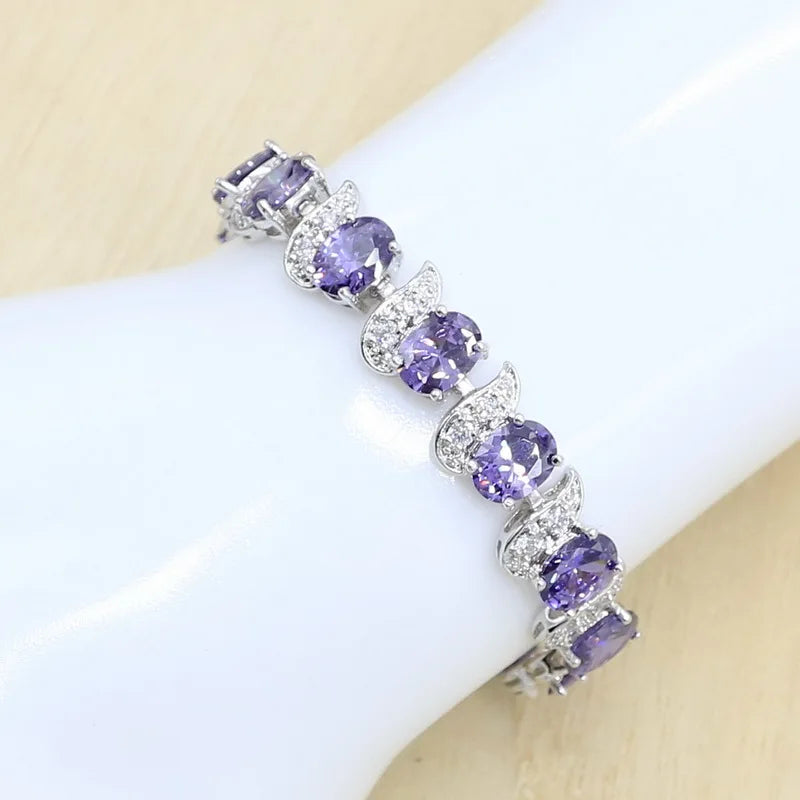 XOTICA Customizable 925 Silver Jewelry Sets for Women Bridal Wedding Zircon Earrings Pendant Necklace Ring Bracelet for Gift