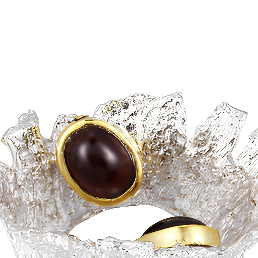 Special Design Wholesale Big Garnet Stone 925 Sterling Silver Jewelry Ring