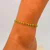High-End Bohemian Style Light Luxury Stainless Steel Colored Rice Bead Anklet Cross-Border Fashion Trend Wholesale