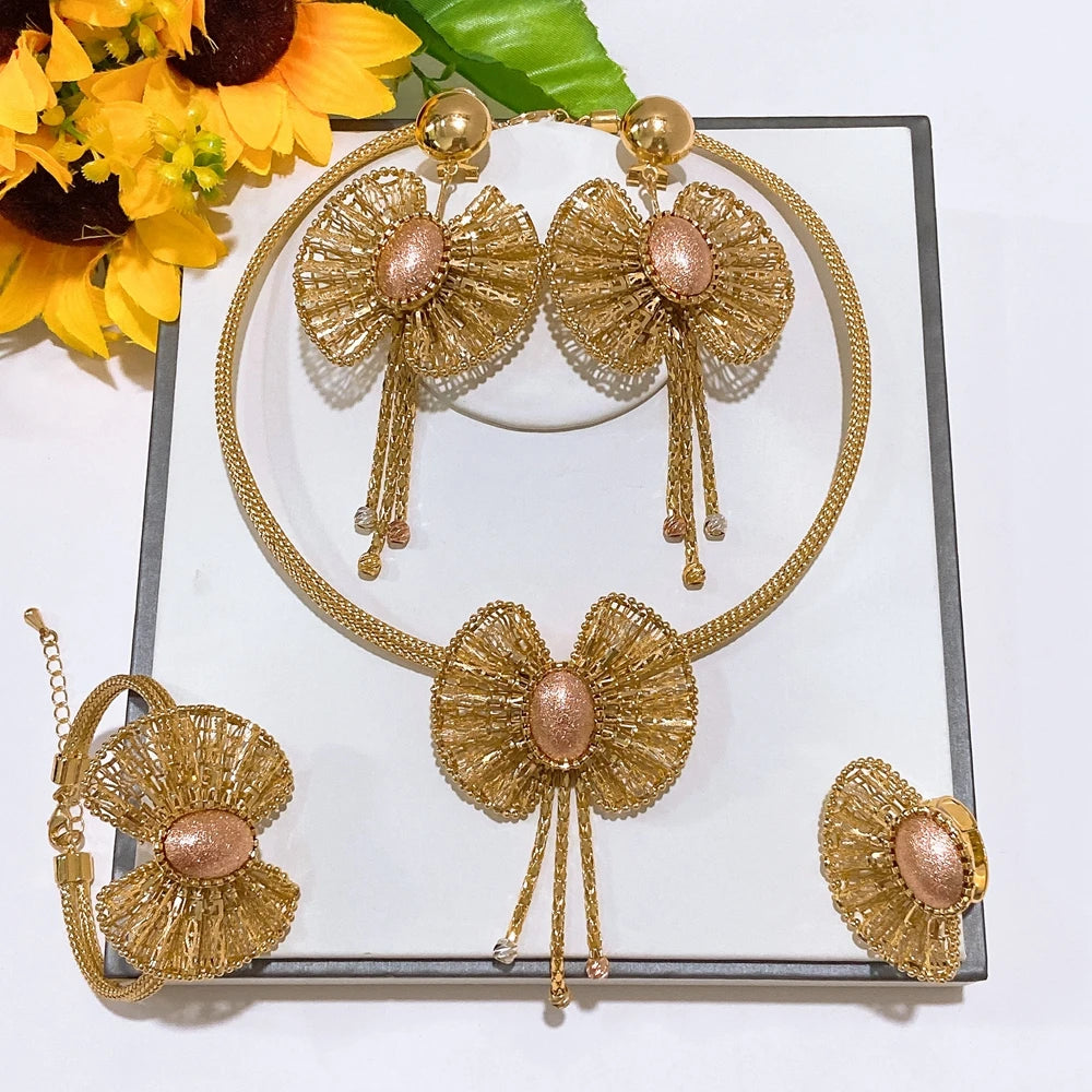 Italian Jewelry Set Alloy Brazilian Jewelry Sets Wedding Party Pendant Necklace Bracelet Ring Earrings Jewelry Set HS2601925