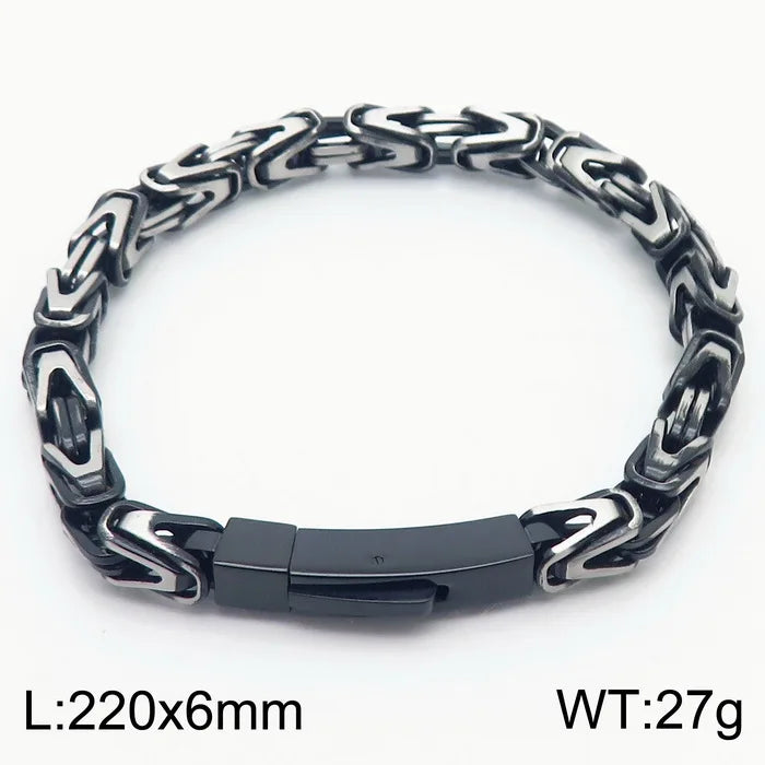 REBEL Men Vintage Stainless Steel Fading Effect Byzantine Links 660mm Necklace&220mm Bracelet Jewelry Set