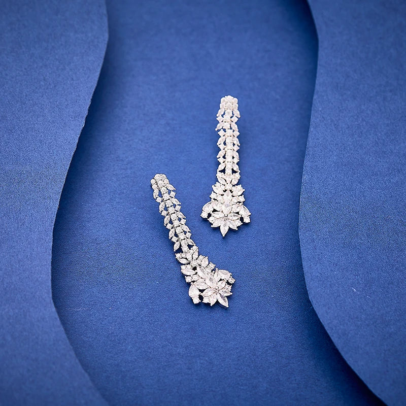 Minimalist Style Wheat Shaped Necklace Earring Two-piece Set Purchase Brass Zirconia Jewelry Accessories Online