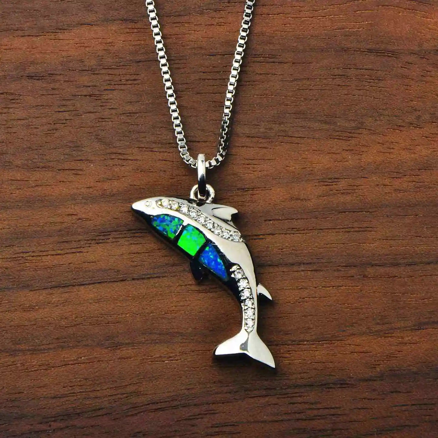 Trendy Dolphin Shape Necklace Aobao Accent Inlaid Pendant Fashion Jewelry