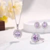 S&S Purple Lab Stone Oval Cut Bridal Jewellery Set | 925 Silver Rhodium Plated Necklace, Ring & Earrings | S&S Collection