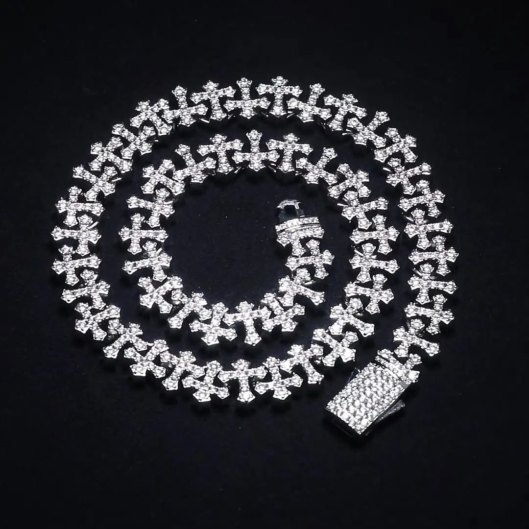 Luxury Bling Jewelry Zirconia CZ Paved Diamond Cross Cross Chunky Necklace for Men and Women Hip-Hop Necklace