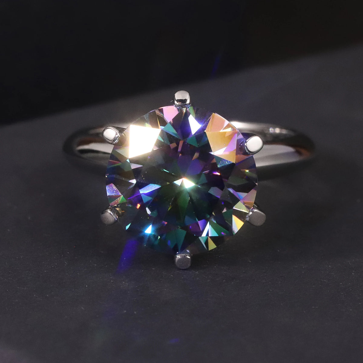 REDheart M03J Abiding Real 925 Sterling Silver 11MM Big Gemstone DEF VVS 5 Carat Colored Moissanite Women's Ring