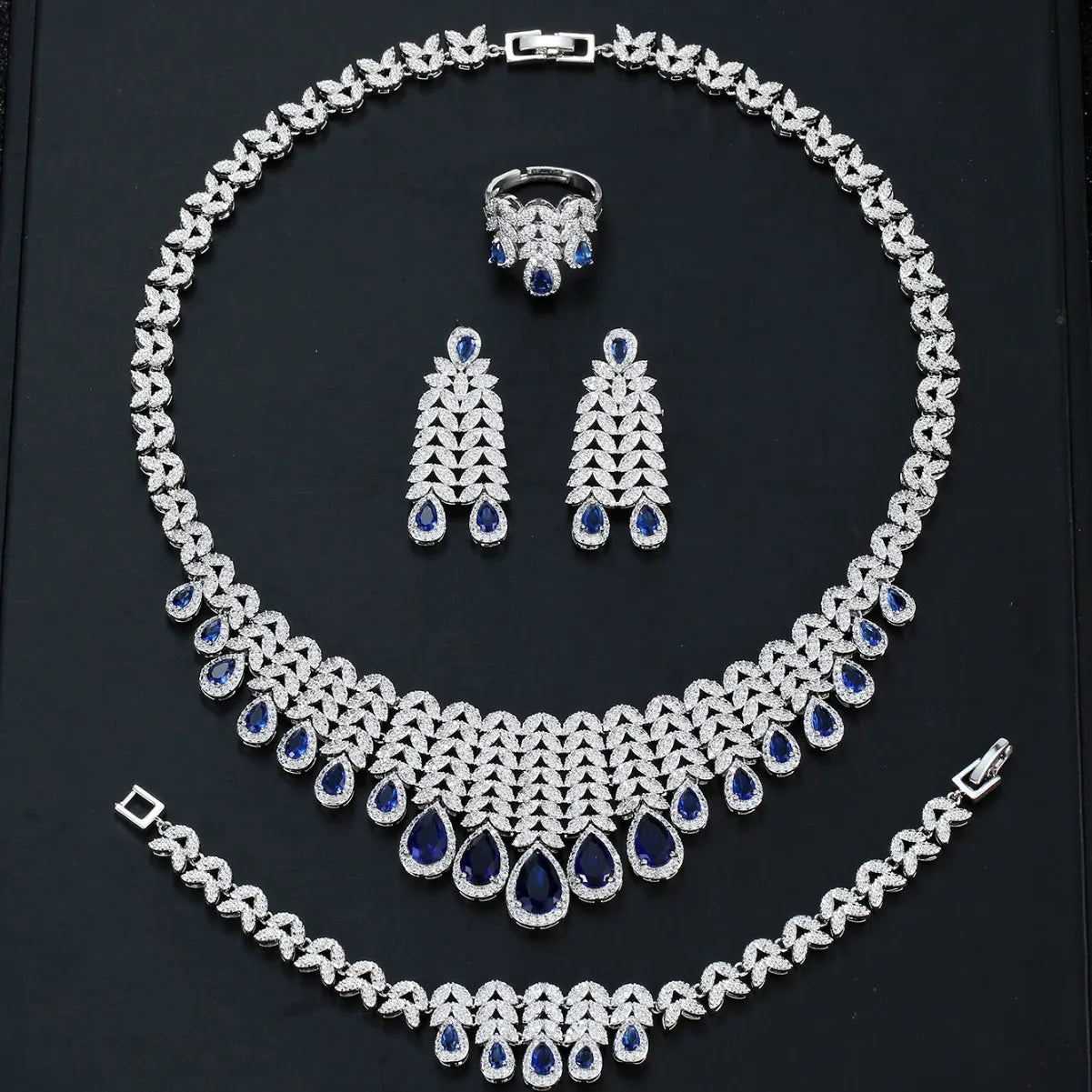 Women Dubai Indian Jewelry Set Wedding for Bride Rings Earring African Earrings Bohemian Necklace Jewelry Sets