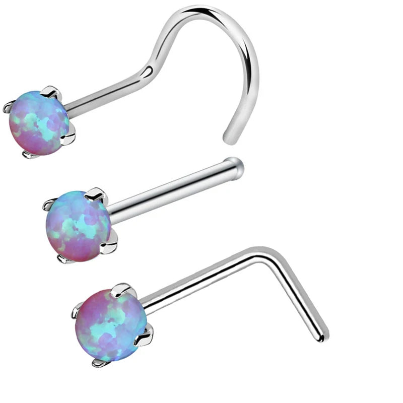 S&S Opal Star Segment Nose Ring Set | Stainless Steel Septum Piercing
