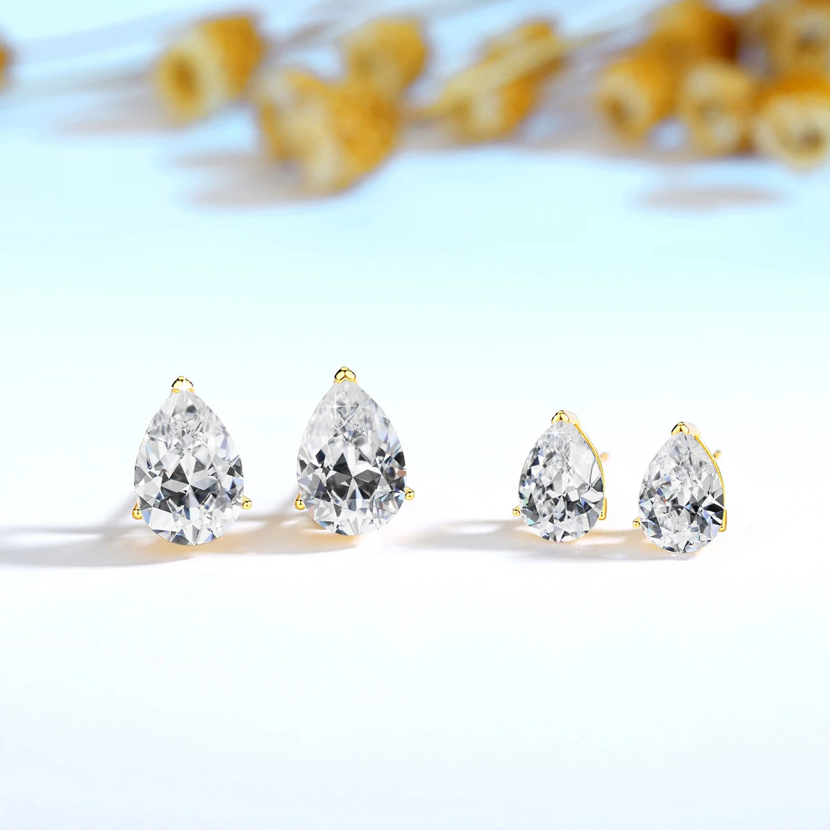 Gioiellieri Fine Jewelry Engagement Wedding Woman 2ct Pear Cut Moissanite Hollow Real 14K Gold Drop Earrings Pendant De Ouro Joias