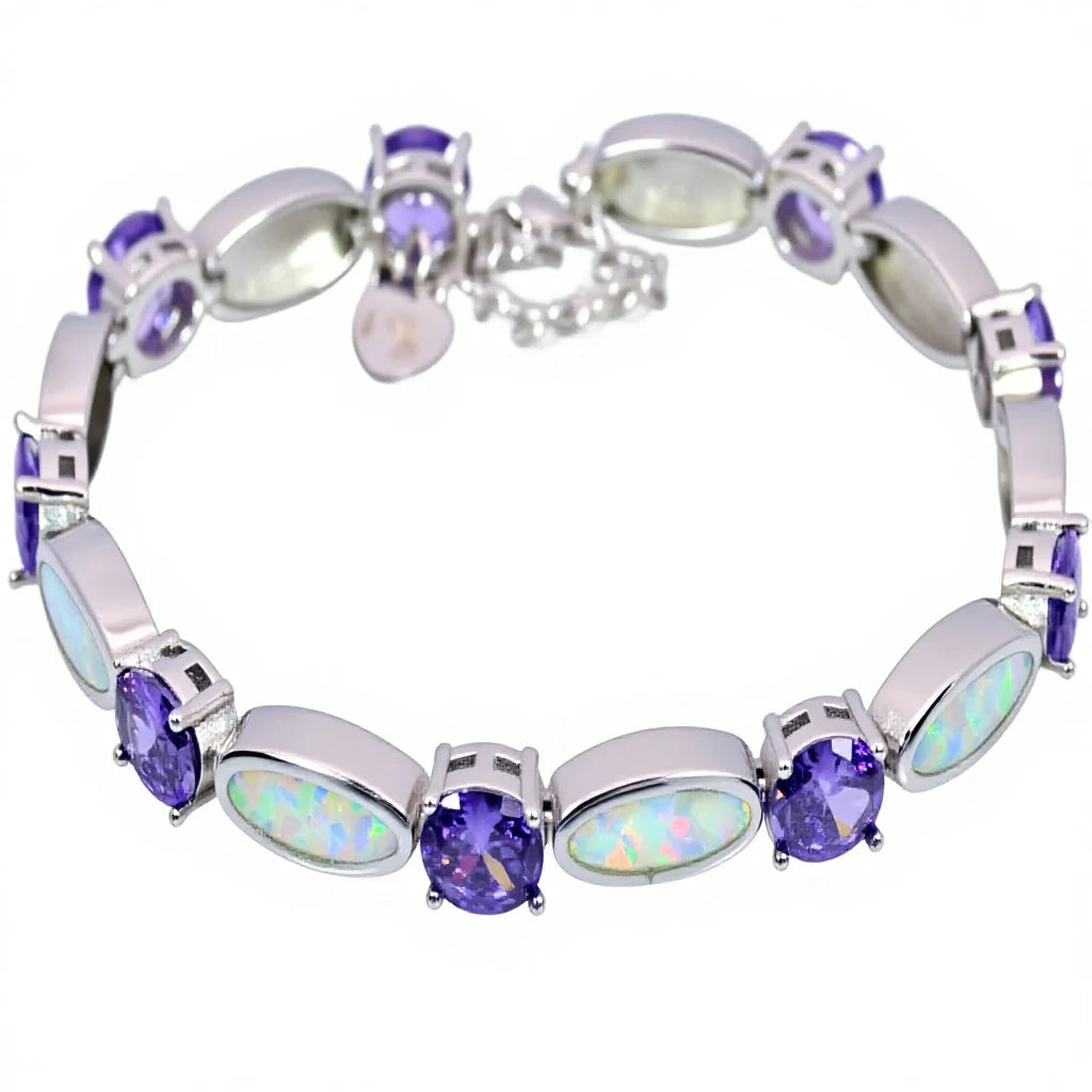 Opal Bohemian Hawaiian Copper Alloy Bracelet Exquisite Crystal & Gemstone Design Fashionable Anniversary Jewelry for Women