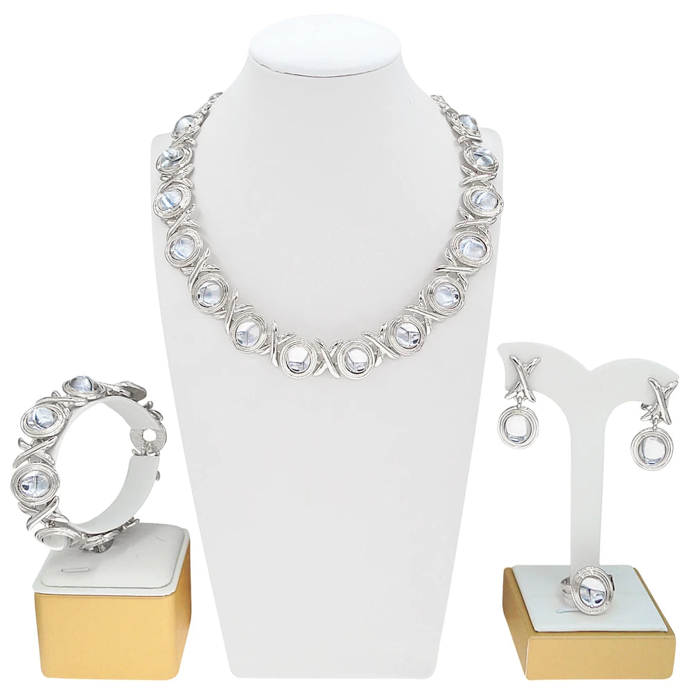 Zhuerrui's New XO Gold-plated Jewelry Set Features Classic Gold and Silver Exquisite and High-end Ladies' Earrings and Bracelets