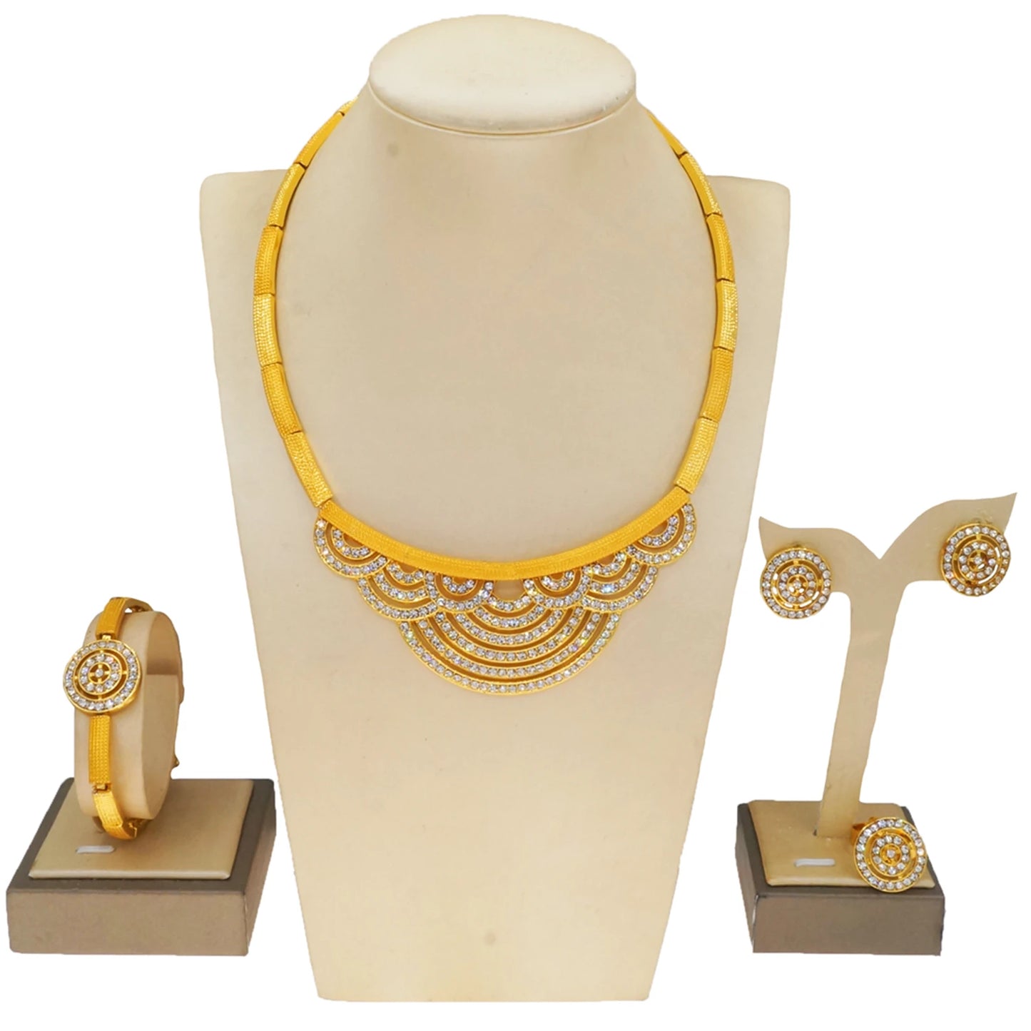 Zhuerrui Exquisite Gold African Jewelry Sets Cheap Bead Necklace Bracelet Jewelry Set Beautiful Woman Festival Gifts HD2300214