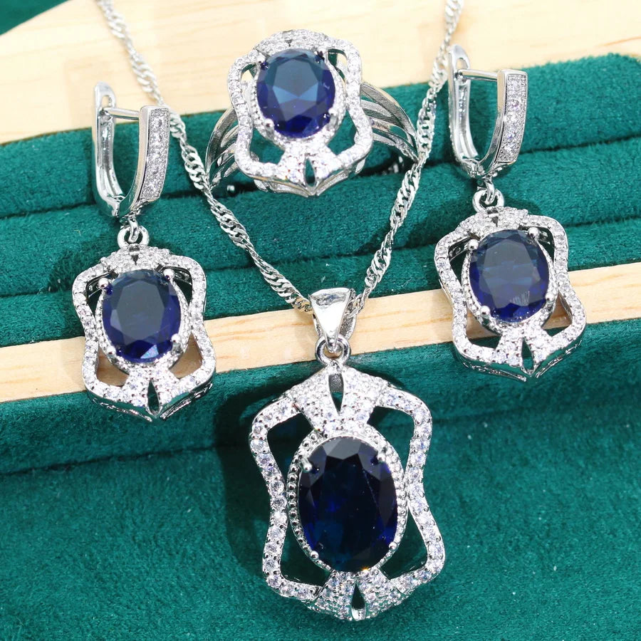 XOTICA 2024 New Olive Green Zircon 925 Sterling Silver Jewelry Sets Wedding Earrings Necklace Pendant Ring Birthday Gifts for Party