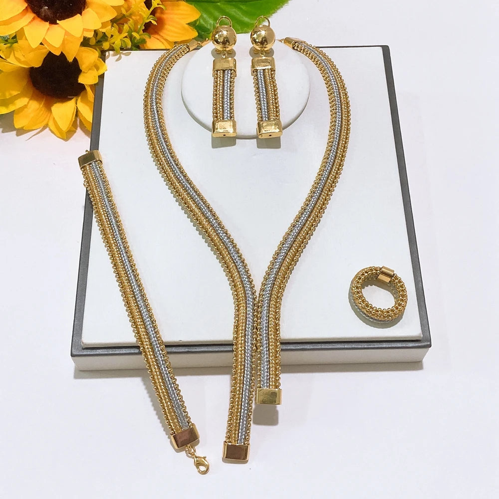 Italian Jewelry Set Alloy Brazilian Jewelry Sets Wedding Party Pendant Necklace Bracelet Ring Earrings Jewelry Set HS2602025
