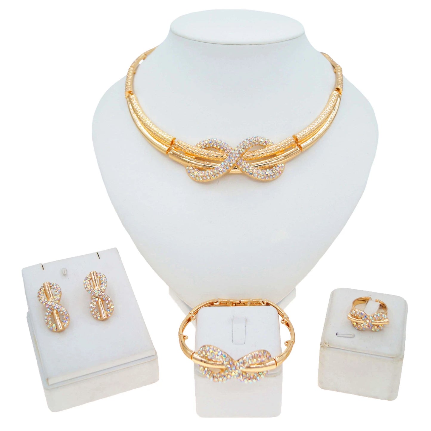 Zhuerrui Diamond Set Exquisite Jewelry Set Women's Bracelet Necklace Earrings High Quality Stylish Bridal AccessoriesHC24031214