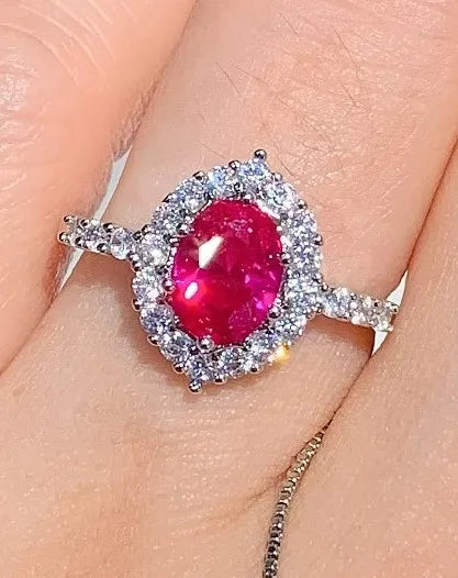 Gemfiori Pigeon Blood Red Set Zircon Temperament Versatile Niche Design High-end Ring Earring Necklace