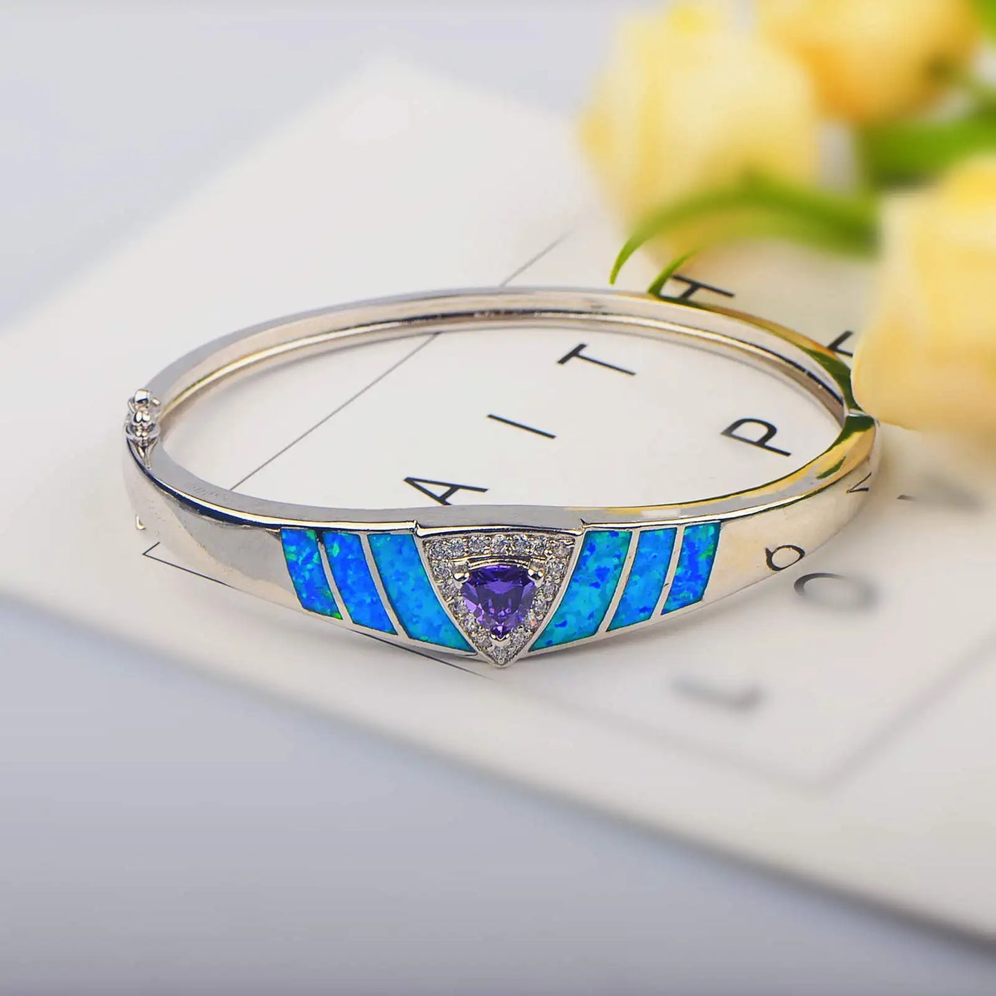Aobao Vintage Style Opal Blue Sapphire Bracelet Artisan Crafted Unique Jewelry for Fashion Lovers