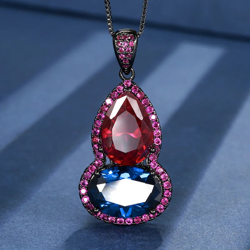 S&S New Personalized and Fashionable Gourd Droplet Shaped Red Pendant with a Light Luxury and Exquisite Necklace Temperament