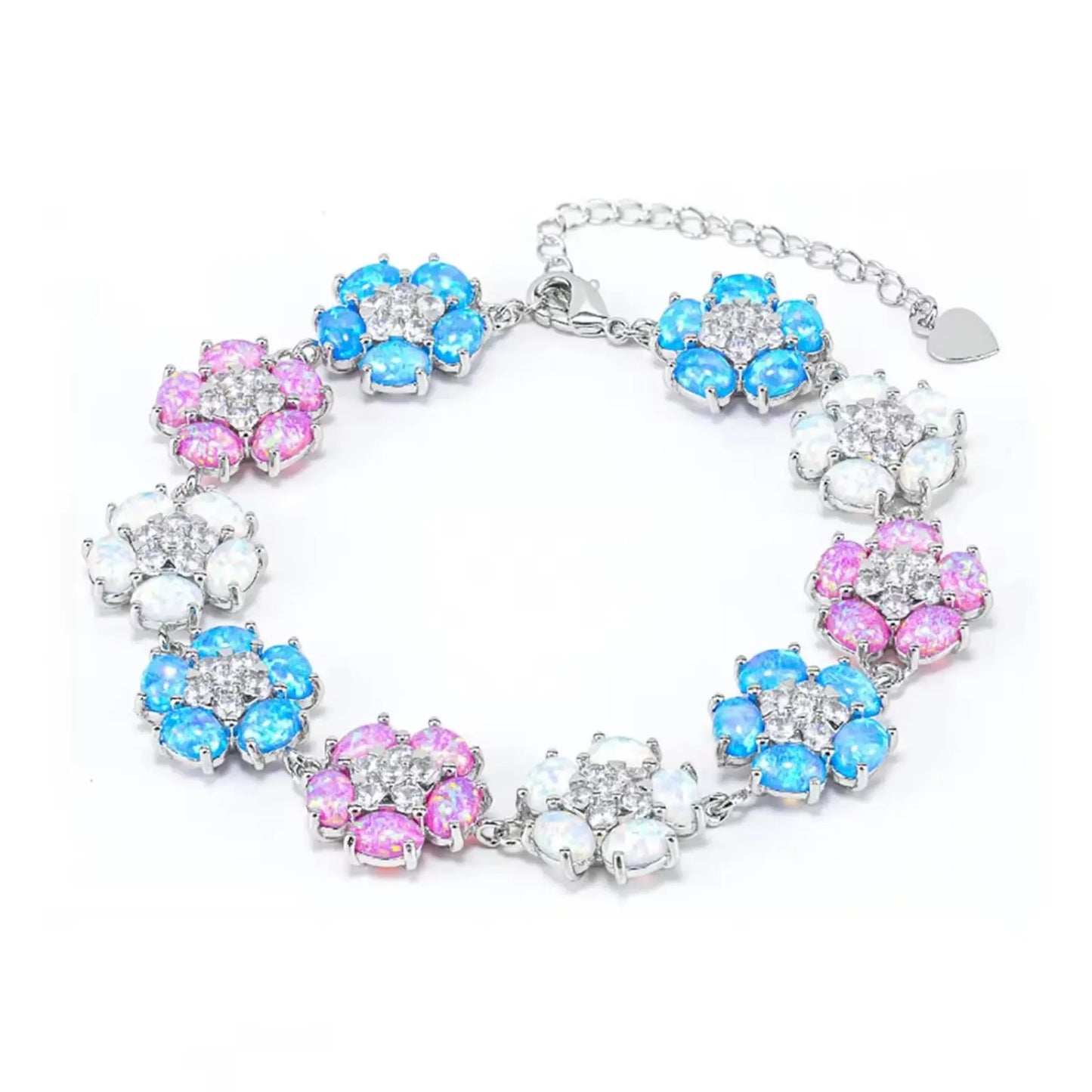 New Women's Xia Wei Flower Beaded Bracelet Opal Trendy Brass Gold-color Plated Jewelry Inlaid Gemstone Fashion Anniversary