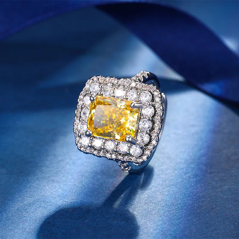 Gemfiori New square Earrings Fashionable Exquisite Super fairy Simple Pendant Ring Retro Long Jewelry Set