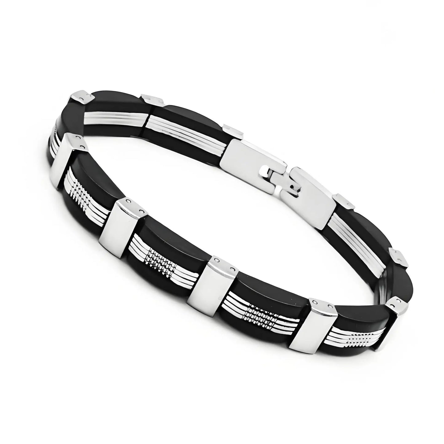 Korean Style Silicone Wristbands 316l Premium Stainless Steel Jewelry. Bangles Chain Hand Bracelet for Men ALN26031490
