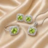 REDheart Factory 925 Sterling Silver Natural Peridot Minimalist Jewelry Set Fashion Bridal Custom Luxury Fine Party Gift