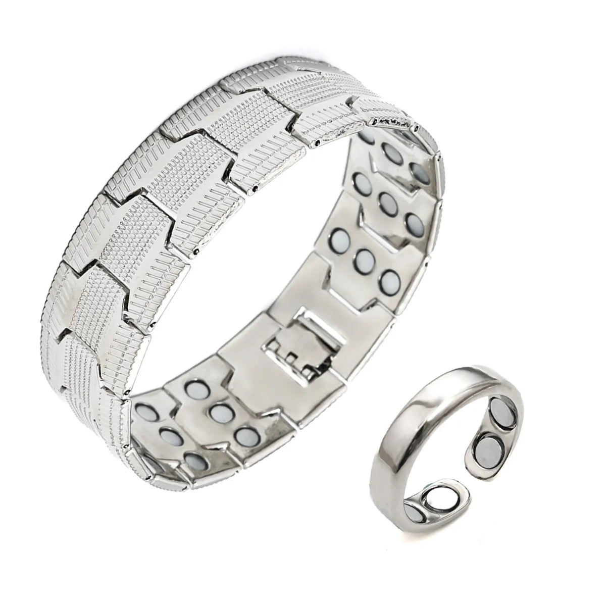 NewLife - Magnetic Three-Row Zinc Alloy Geometric Bracelet