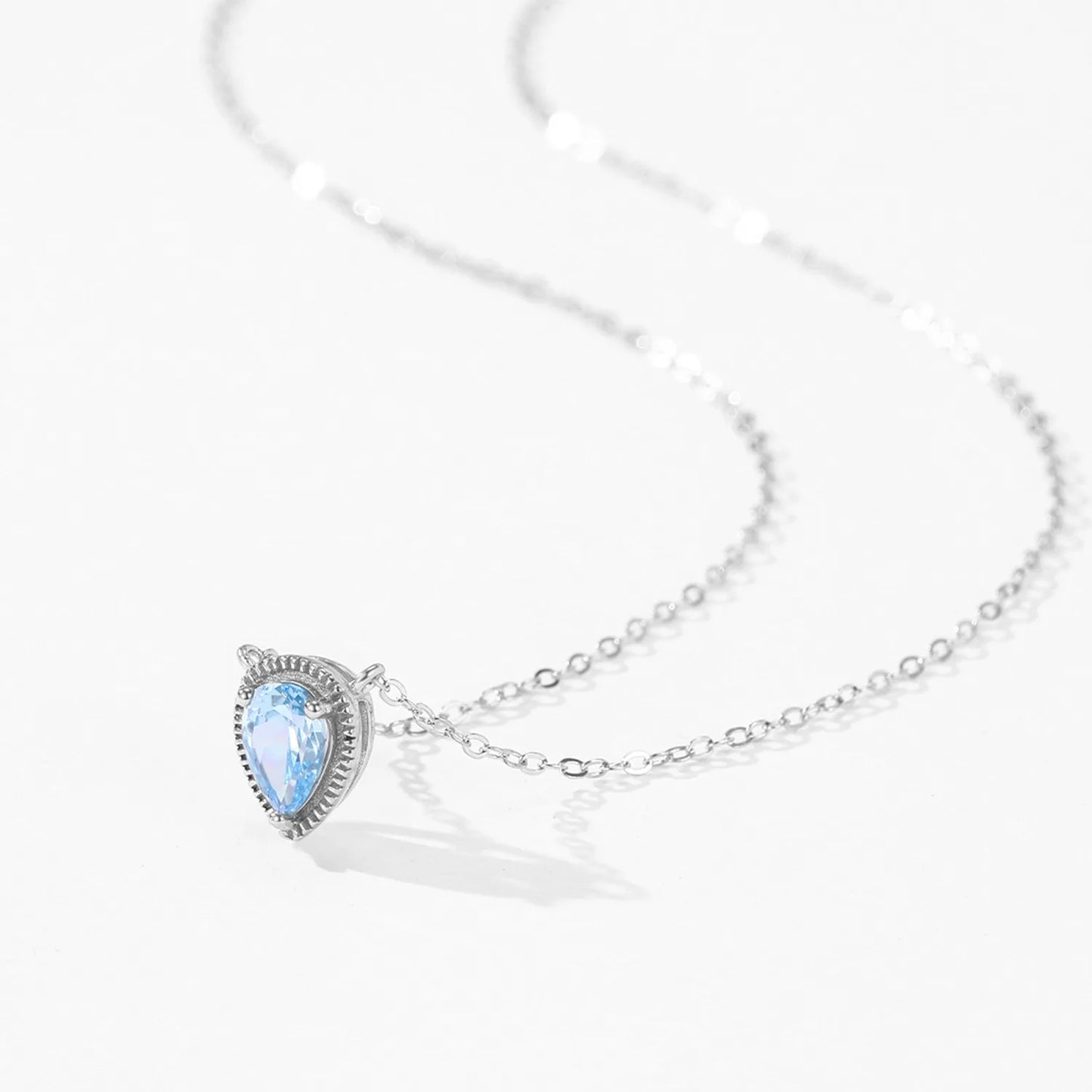 925 Sterling Silver Fresh Water Droplet Ocean Gemstone Earring Necklace Elegant Mermaid Tears Luxury Jewelry Gift Set