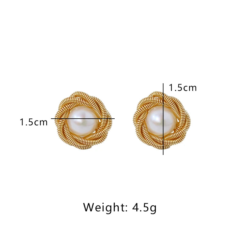 Natural Freshwater Pearl Gold Wire Lace Earrings Korean Style Women Luxury Jewelry Fashion Ladies and Girls Gift GE1566