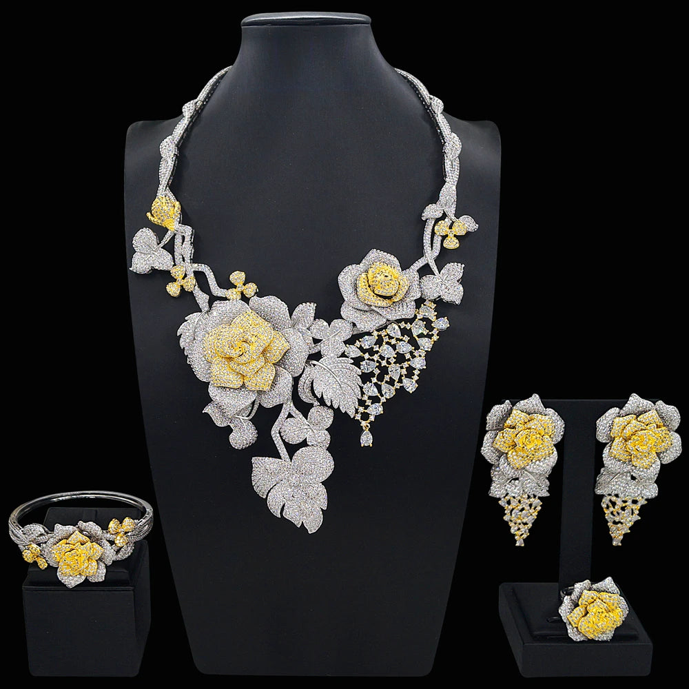 Zhuerrui New Design Sense Jewelry Set American High-end Diamond Series Ladies Classic Inheritance Wedding Four Sets HZ23033211