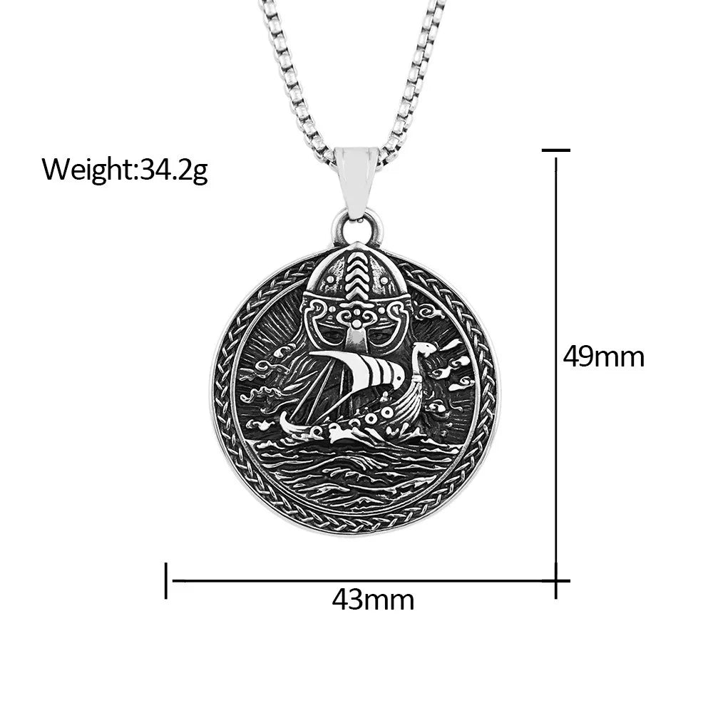 REBEL VIKING Pirate Ship Pendant – Stainless Steel Silver