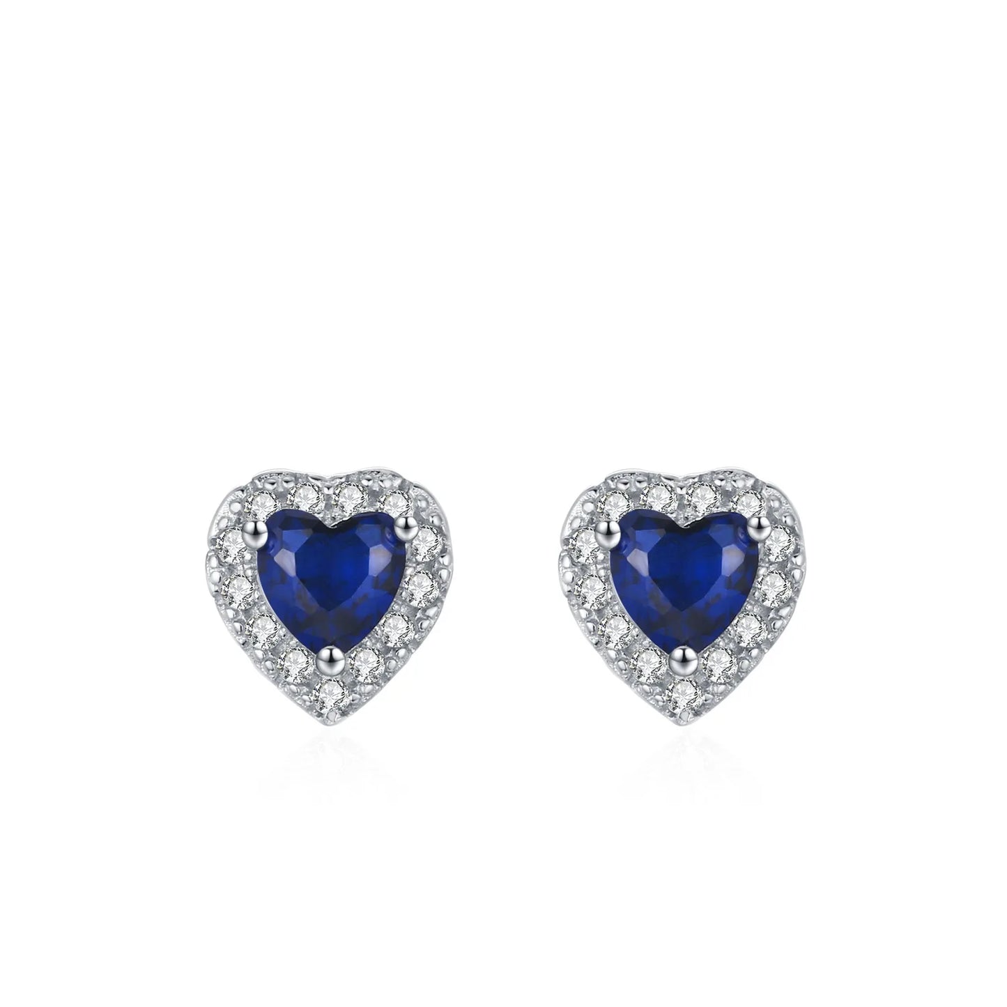 Retro 925 Sterling Silver Blue Ocean Heart Earring Necklace Sweet Fashionable Romantic Love Jewelry Set Gift Set