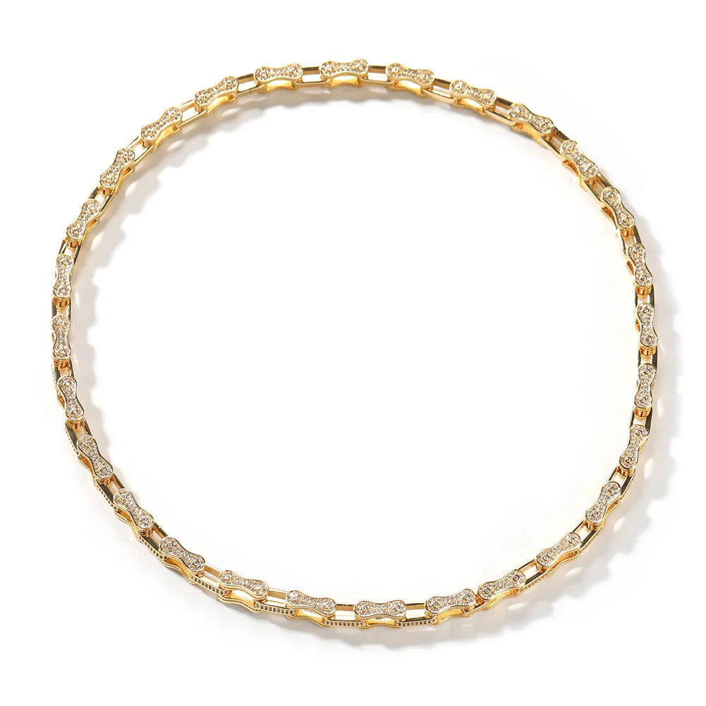 REBEL New Design 5mm Bicycle Mechanical Chain Iced Out Cz Fantastic Bike Chain Link Fashion Hiphop Necklace Bracelet