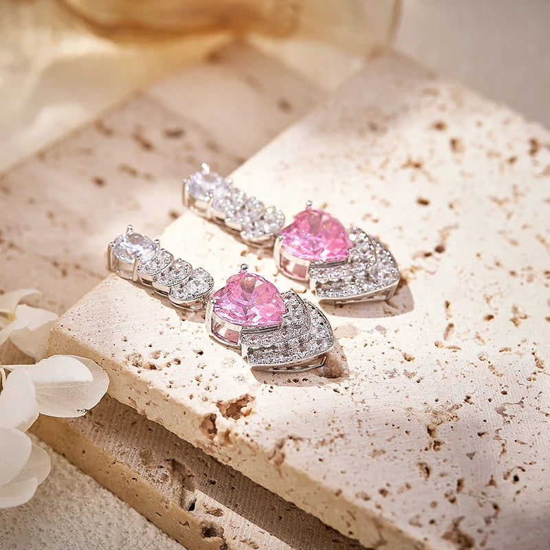 2025 New Product Full Water Drop Shaped Necklace Earrings Women's Fashion Jewelry Set Brass Inlaid with Zirconium