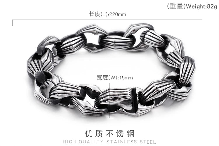 KALEN Punk 22cm Link Chain Stainless Steel Bracelets for Men