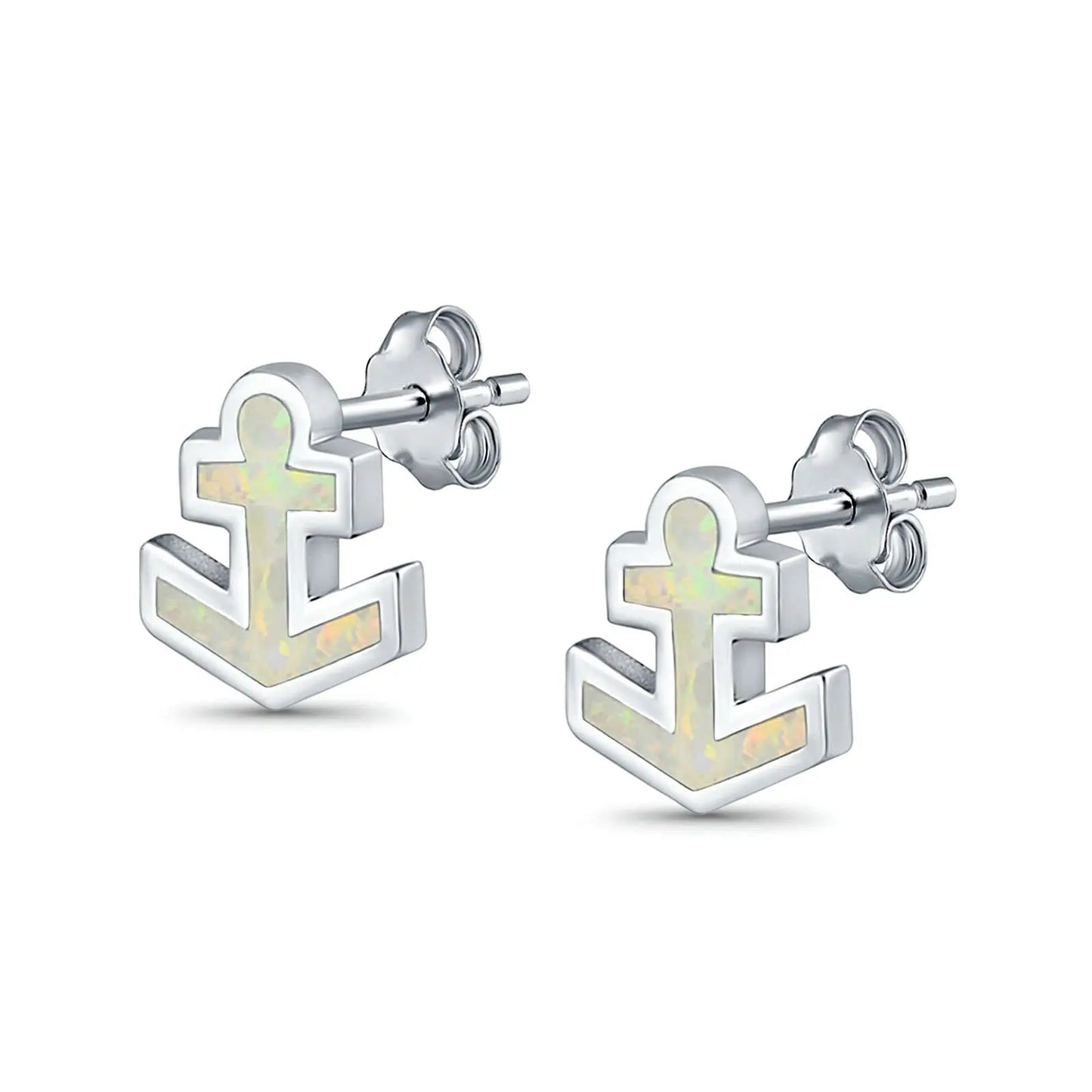 TikTok Ins Hawaiian Viral Blue Opal Anchor Studs Nautical Ship Vibe Earrings Trendy Jewelry Wholesale