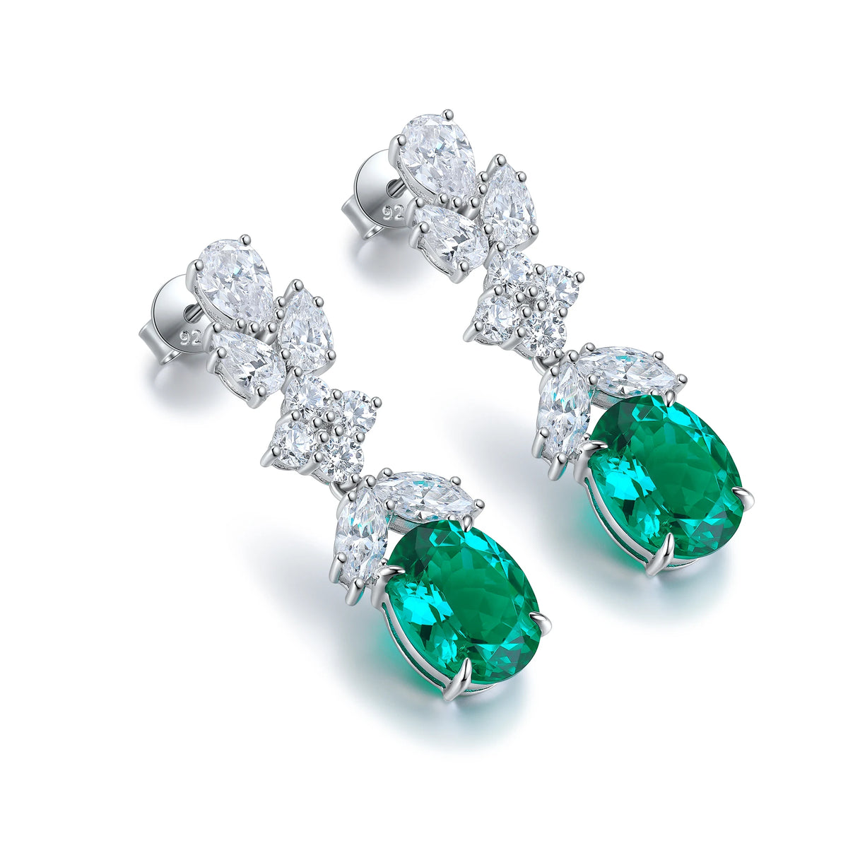 ArtistA Fancy Design Long Pattern Earring Women Jewelry Lab Gemstone Classic S925 Silver Women Birthday Gift Classic Earring Stud Set