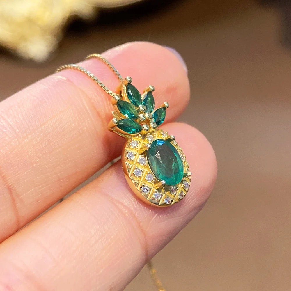 Gioiellieri Natural Green Emerald Jewelry for Women with 925 Sterling Silver Pendant May Birthstone Fine Jewelry Wedding Anniversary Choice