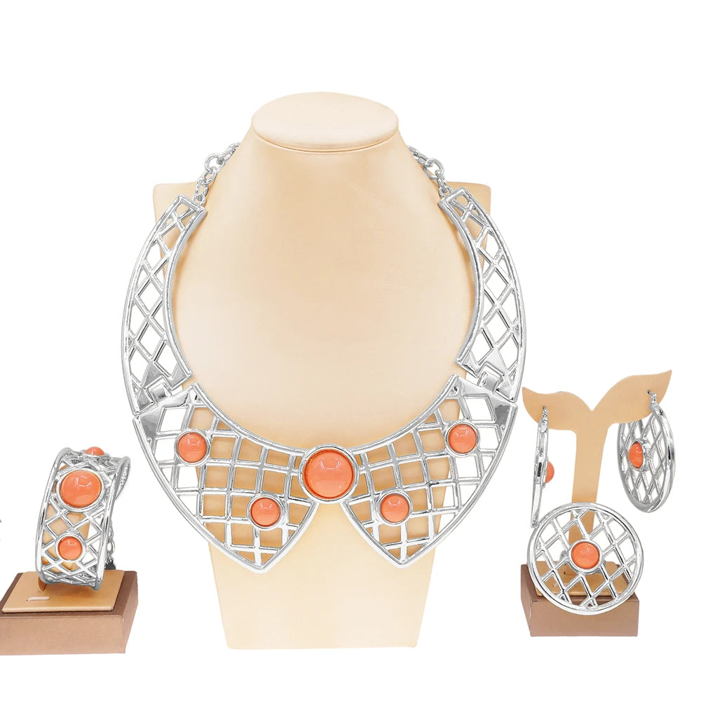Zhuerrui Hot Sale Dubai Jewelry Sets Brazilian 18k Gold Plated Jewelry Sets Polished Glossy Craft Fashion Jewelry Sets H00611